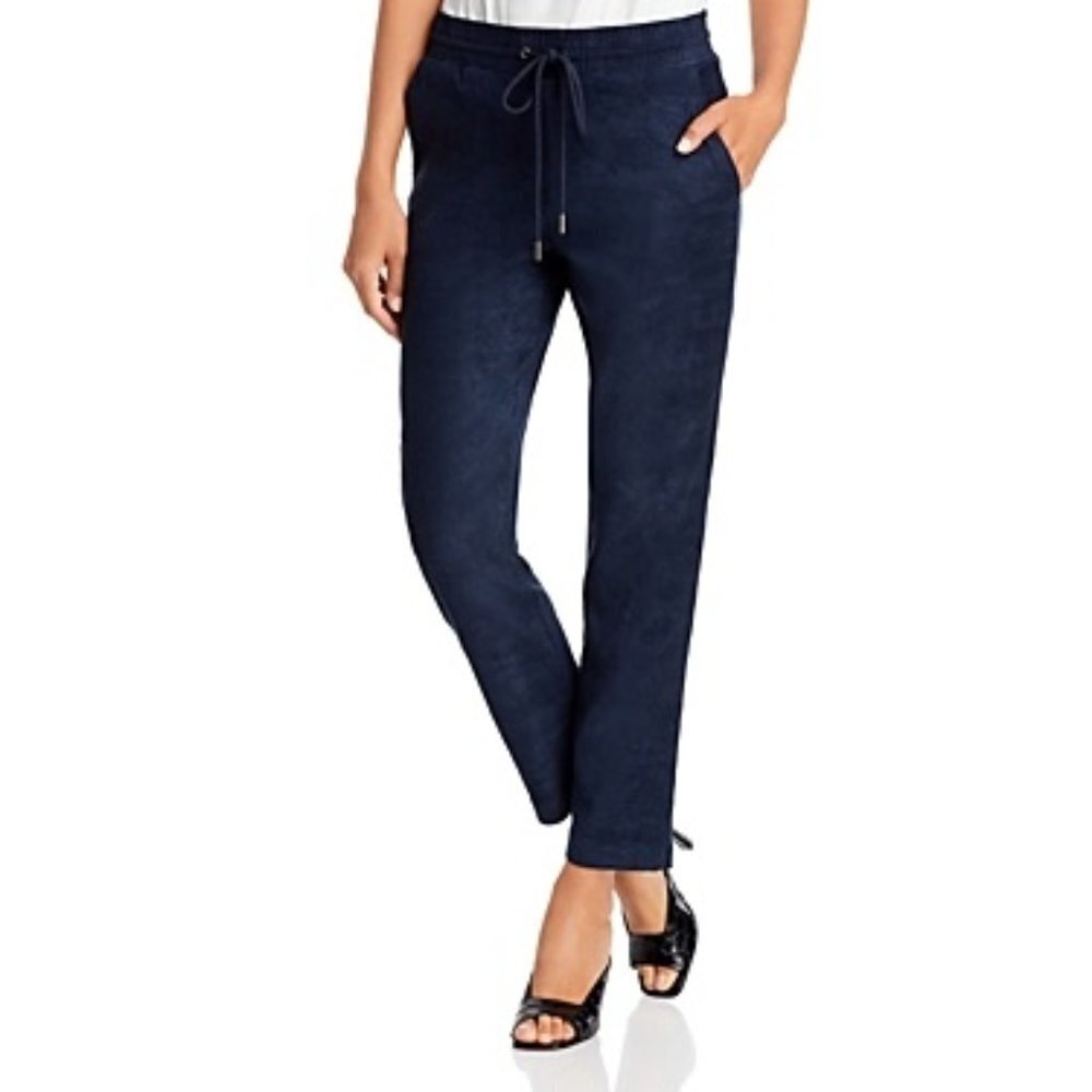 Kobi Halperin Navy Lily Faux Suede Drawstring‎ Pants Small